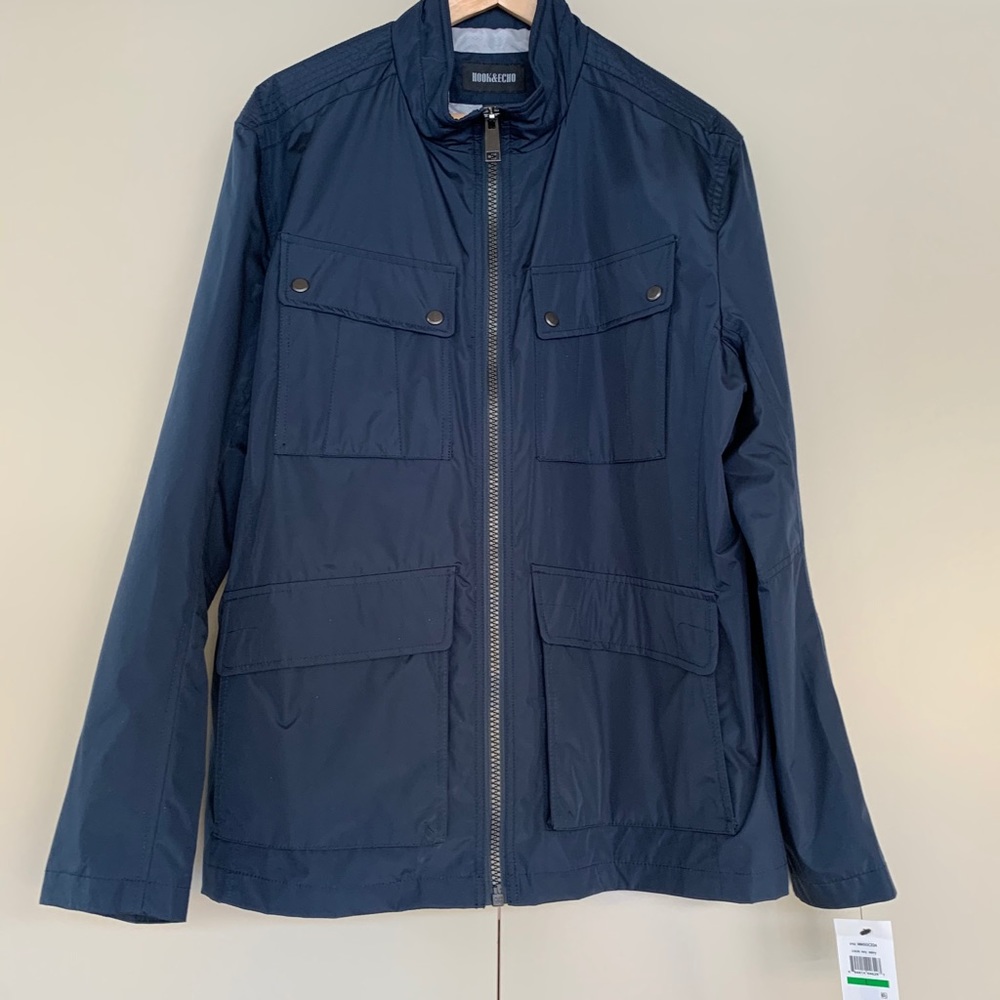 Hook and Echo Men’s Navy Blue Rain Jacket